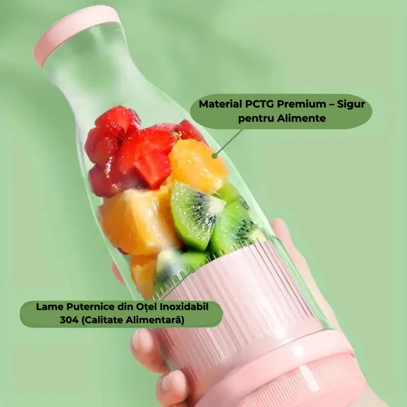 Blender Portabil FreshMix™️ – Smoothie Oriunde în 30 Secunde, Fără Cabluri și Fără Bătăi de Cap